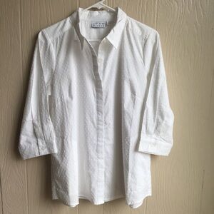 Joan Rivers Crisp White Swiss Dot Blouse